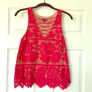 Express Red Lace Tank